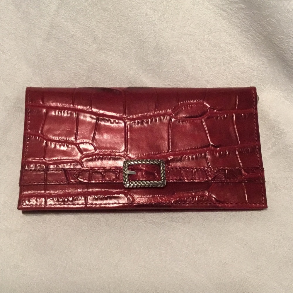 Brighton Red Crocodile-Embossed Wallet